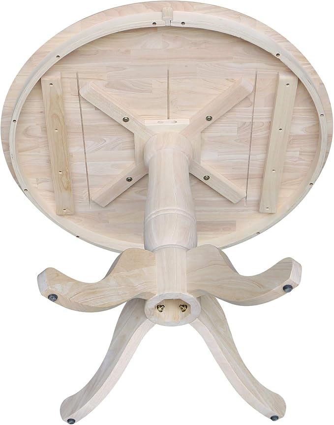 36" Round Top Pedestal Dining Table, 29.1" High, Unfinished