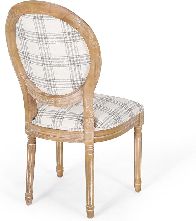 Phinnaeus Dining Chairs - Wood - Gray Plaid/Light Beige (Set of 2)