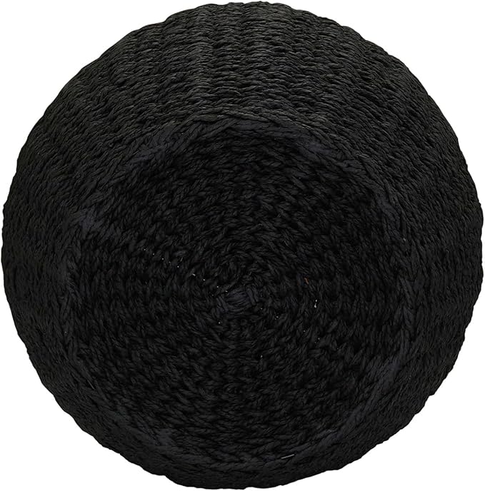 Household Essentials Handwoven Paper Rope Barrel Wicker Storage Basket Side Table, Black
