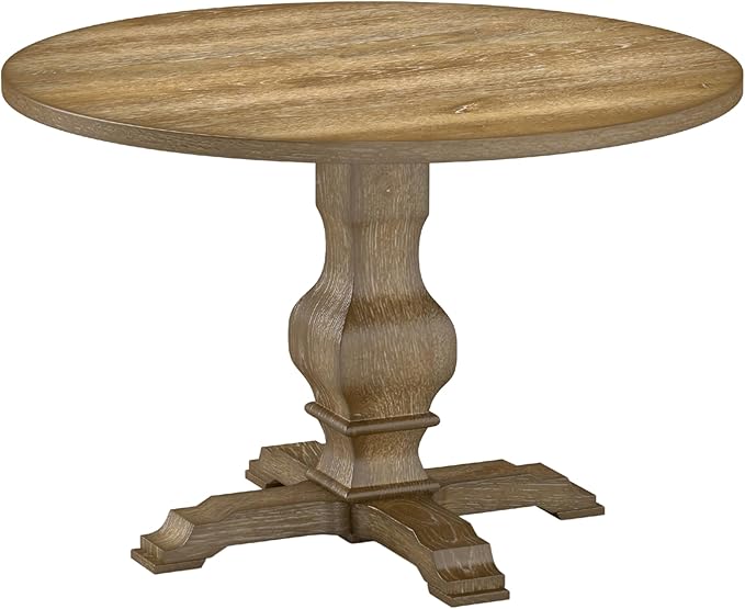 Roundhill Furniture Havre Pedestal Base Round Dining Table, Oak