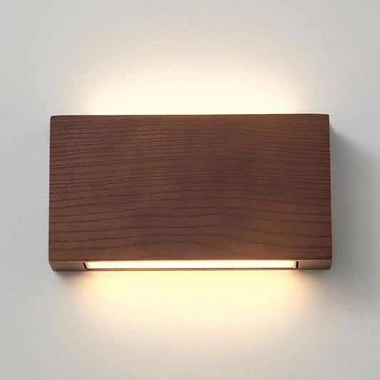 Solid Wood Wall Sconces, Slim Thin Hardwired Wall Lights, 3000K Warm White Modern Wooden Wall Sconce Lighting, Suitable for bedrooms,hallways,corridors,staircases