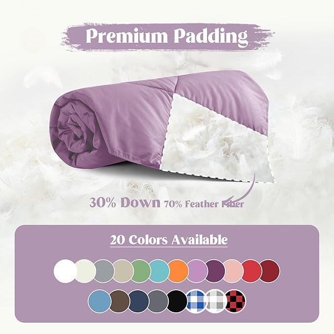 puredown® Soft Feather Down Throw Blanket Lightweight Packable Couch Throw for Indoor and Outdoor Use, Throw 50"X70",Lavender