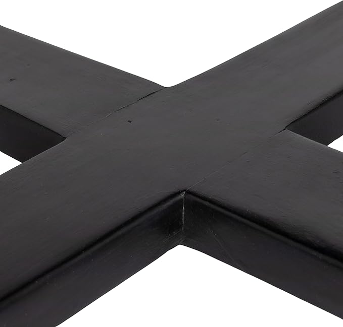Creative Co-Op Elegant Acacia Trestle Round Coffee Table, Black