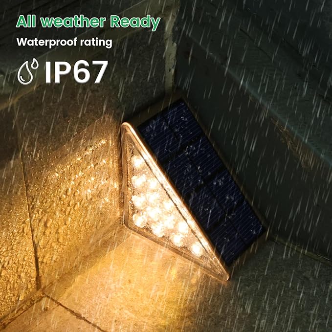 Solar Step Lights for Outside, 6pack Solar Stair Lights Outdoor Waterproof IP67, Outdoor Deck Step Light LED for Garden Stair, Patio, Front Door, Porch, Yard, Sidewalk Decor(Warm Brown)