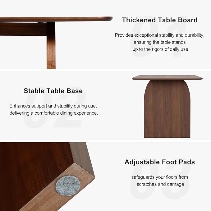 Casaphoria 67" Dining Table, Modern Kitchen Table for 4-6, Farmhouse Style with Rectangular Top & Arched Legs, Easy Assembly for Living Room, Kitchen, Bar, Walnut