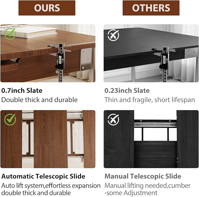 Walnut Extendable Dining Room Table for 4-8 People,Expandable Dining Table from 47.2 to 59 Inches,Wood Dining Table with Heavy-Duty Stainless Legs,Modern Kitchen Table for Small Spaces,Easy Assembly