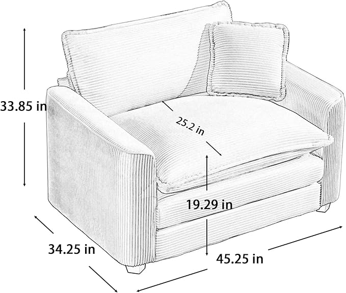 KEIKI 3-Piece Sofa Set with 1 Oversized Corduroy Loveseat Sofa & 2 Single Sofa, Upholstered 4-Seater Couch Set with 6 Pillow, High-Density Foam Cushions, Removable Armrests, for Living Room, Green
