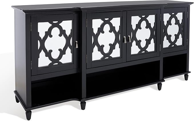 SAFAVIEH Couture Collection Juliette Black Mirrored 4-Door Storage Sideboard
