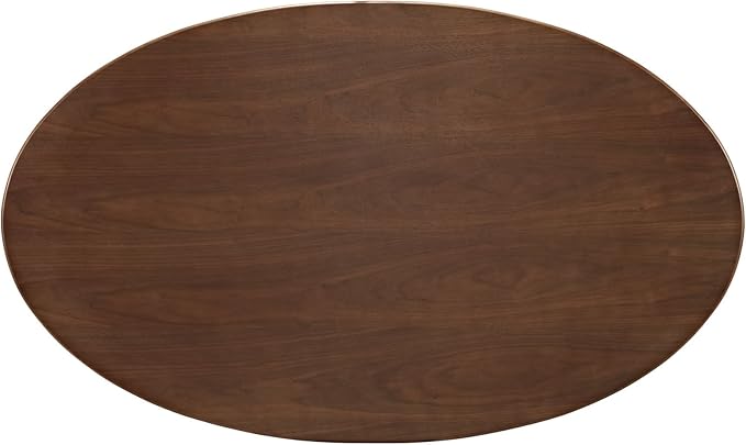 Modway Lippa 60" Mid-Century Modern Dining Table with Oval Top in Walnut