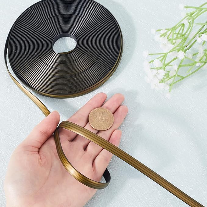 GORGECRAFT 10m Gold Rattan Repair Kit 11 Yard Wicker Repair Material Plastic Rattan Wicker Roll Waterproof Rattan Fix Material for Garden Patio Furniture and Rattan Chair Sofa Storage Basket