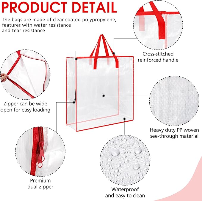 8 Pcs Clear Wreath Storage Bags 26 Inch St. Patrick's Garland Container Door Garland Holiday Wreath Storage Holder with Handle and Zipper Heavy Duty Plastic Packing Totes(Red)