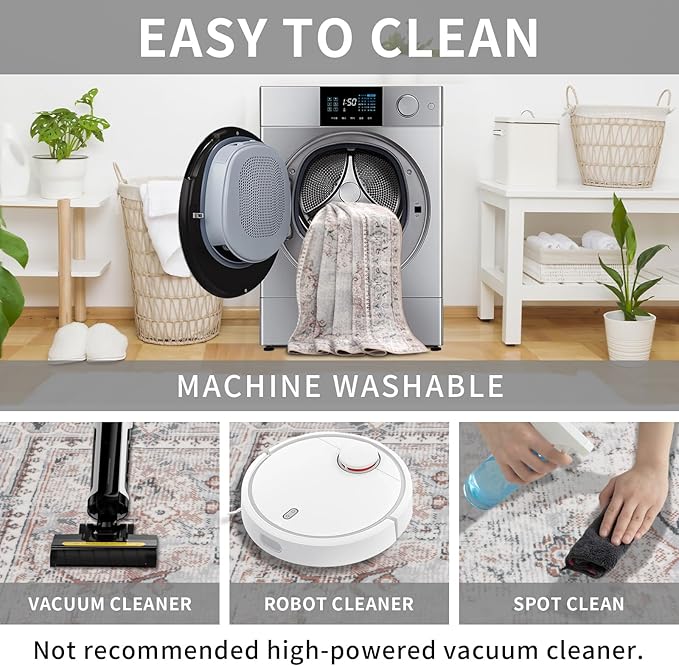 Easy-Going Large Area Rug 8x10 Washable Boho Rugs for Living Room Non-Slip Bedroom Rug Low Pile Lightweight Vintage Distressed Throw Rug for Dining Room Kitchen Home Office Carpet, Grey Brick