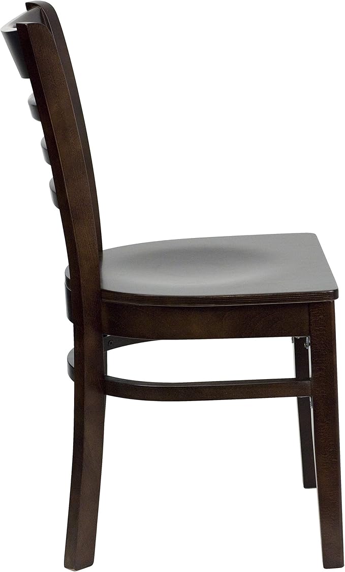 Flash Furniture 2 Pack HERCULES Series Ladder Back Walnut Wood Restaurant Chair