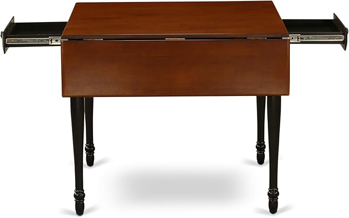 East West Furniture MZT-BCH-T Monza Mid-Century Modern Dining Table - a Rectangle Dining Table Top with Dropleaf & Stylish Legs, 36x54 Inch, Black & Cherry