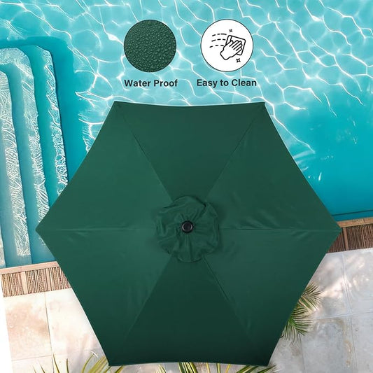 Simple Deluxe 2 Pack 7.5' Patio Umbrella Outdoor Table Market Yard Umbrella with 6 Sturdy Ribs for Backyard, Pool, Garden, Deck, Green