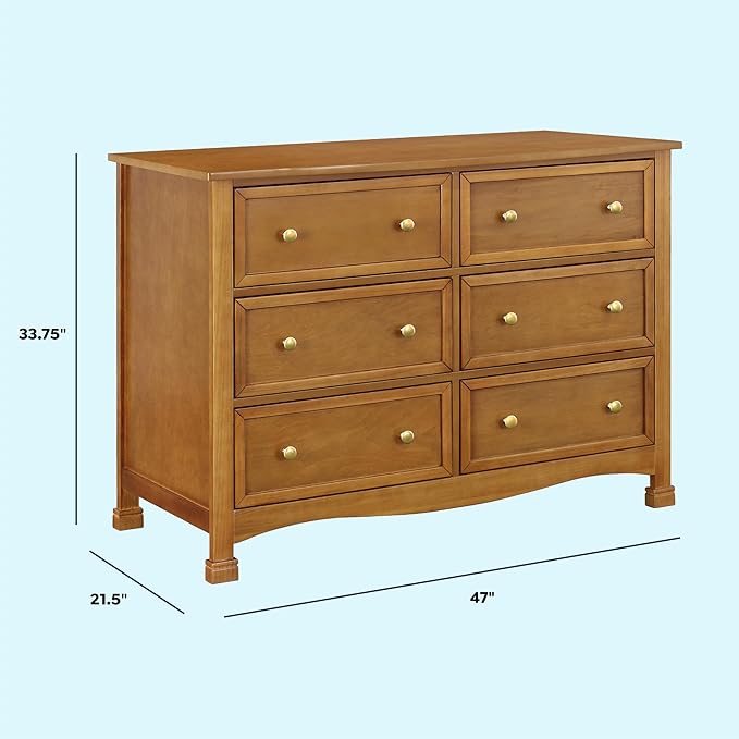 DaVinci Kalani 6-Drawer Baby Dresser for Nursery - Wooden Double Chest of Drawers for Kids, Boys & Girls - Multi-Purpose Storage Dresser for Bedroom, Living Room & Hallway - Easy to Assemble, Chestnut