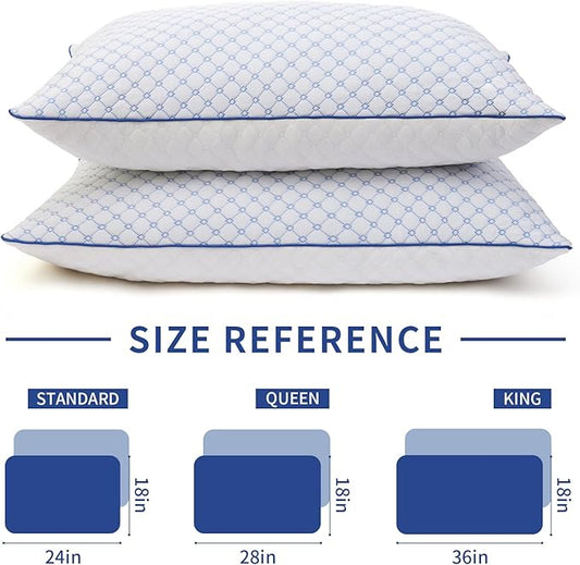 Bed Pillows Queen Size Set of 2 for Sleeping, Soft and Supportive Bed Pillows with Memory Foam Filling for Side, Back and Stomach Sleepers, Neck Supportive-Queen Size, 2 Pack
