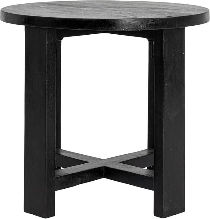 Creative Co-Op Elegant Acacia Trestle Round End Table, Black