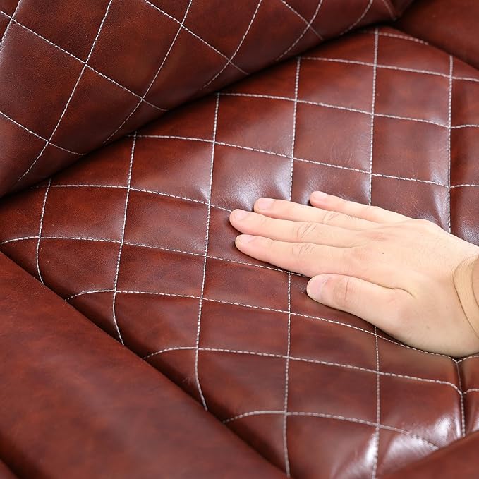 Power Reclining Sectional Sofa Set with LED Lights, Vegan Leather Recliner Sectional Couch for Living Room Furniture,Wireless Charging/USB Charging/Reading Lamp/Armrest Storage,Wine Red