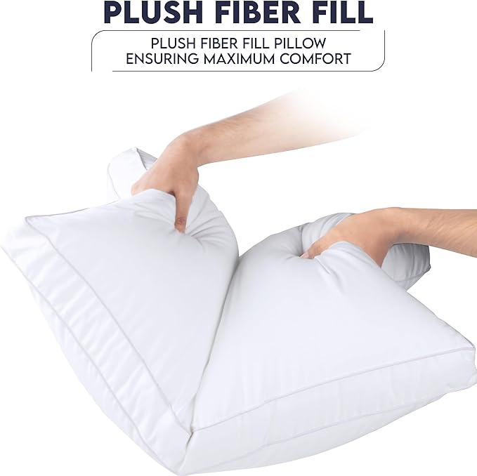 Utopia Bedding Bed Pillows for Sleeping Queen Size (White), Set of 2, Soft & Fluffy Pillow with Down Alternative Filling, Cooling, Hotel Quality, Gusseted Pillow for Back, Stomach or Side Sleepers