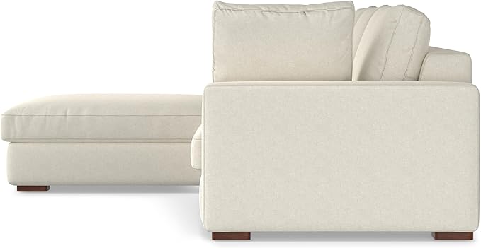 SIMPLIHOME Charlie Left-Facing Sectional Sofa in 100% Recycled Polyester Tightly Woven Performance Fabric, Cream, 122-inches Wide, Handcrafted Contemporary Style L-Shaped Couch with Chaise
