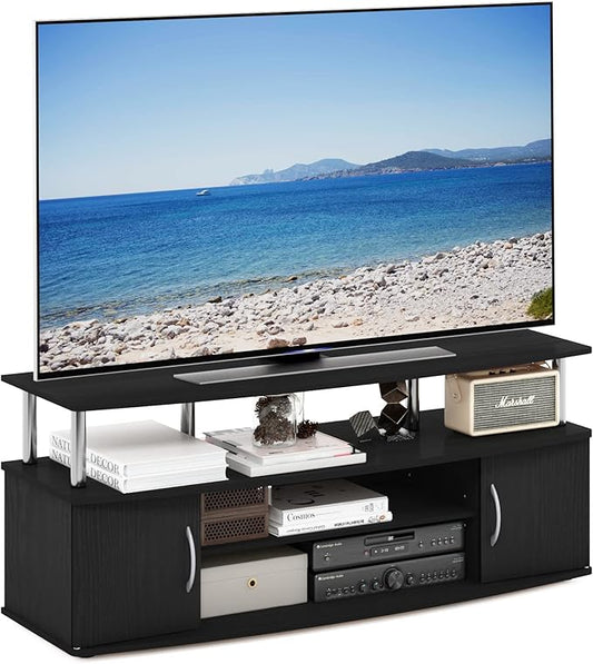 Furinno JAYA Large Entertainment Stand for TV Up to 55 Inch, Americano/Chrome