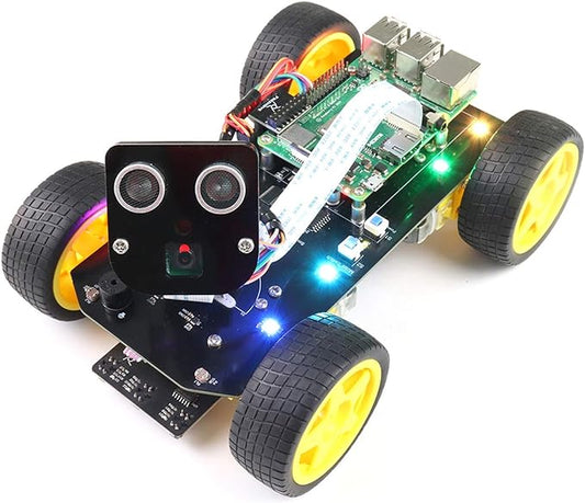 Freenove 4WD Smart Car Kit for Raspberry Pi 5 4 B 3 B+ Zero 2 W, Face Tracking, Line Tracking, Light Tracing, Obstacle Avoidance, App Control, Camera, Servo (Raspberry Pi NOT Included)