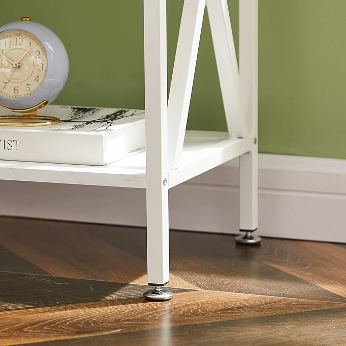 VECELO Night Stand with Drawer, 2 Tiers Storage Shelves End Table, Small Side Table for Small Spaces,Night Stand for Living Room, Bedroom, White