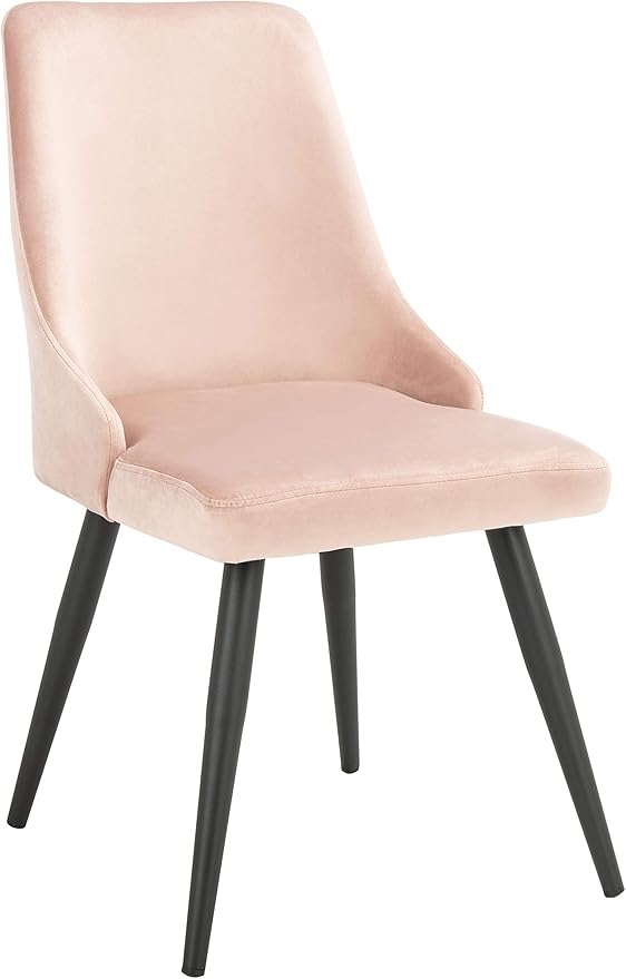 Safavieh Home Collection Zoi Blush Velvet 19-inch (Set of 2) Dining Chair, Dusty Blue/Black