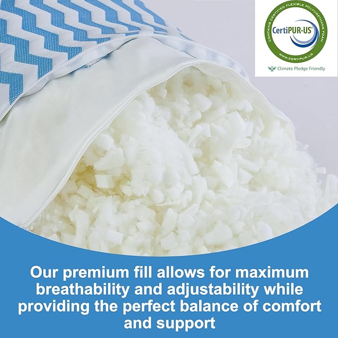 King Size Pillows Set of 2 - Bed Pillows for Sleeping - Adjustable Shredded Memory Foam Pillow for Back, Stomach and Side Sleeper