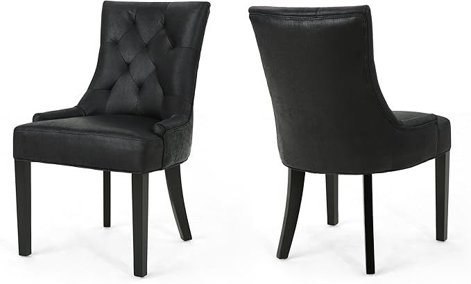 Christopher Knight Home Sarah Traditional Microfiber Dining Chairs (Set of 2), Black