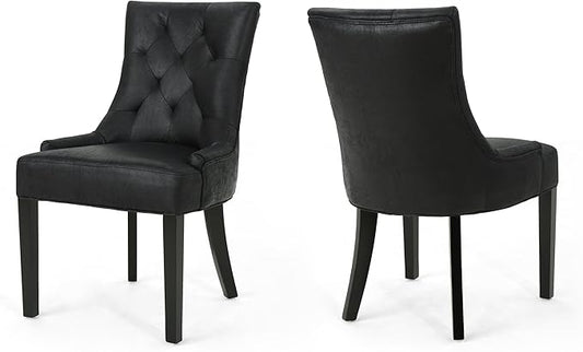 Christopher Knight Home Sarah Traditional Microfiber Dining Chairs (Set of 2), Black