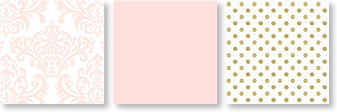 Sweet Jojo Designs Blush Pink White Damask and Gold Polka Dot Amelia 3 Piece Girls Full/Queen Childrens Bedding Set