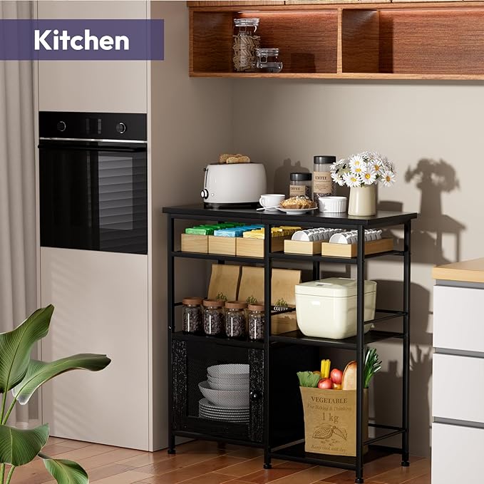SWTYMIKI Coffee Bar Cabinet Station - Farmhouse Small Coffee Stand Station with Doors, Rustic Storage Organizer for Kitchen, Buffet Sideboard Cabinet Table for Home, Office, Corner, Bar, Black