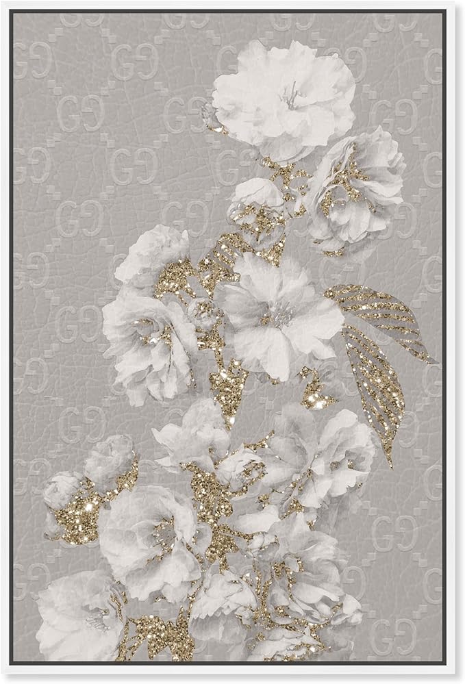 Art Remedy Floral in Classic Fashion Canvas Delicate Farmhouse Wall Art, White Frame, 20" x 30"