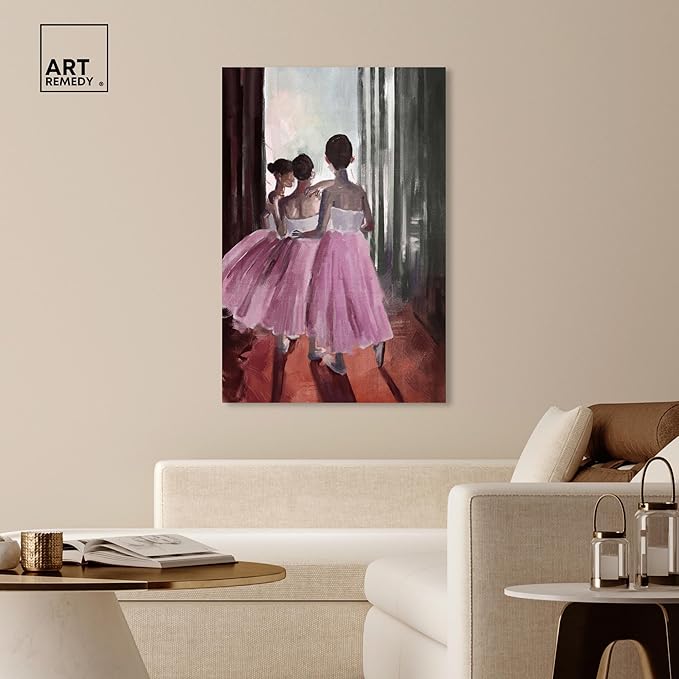 Art Remedy Little Girls Ballerinas Canvas Classic Vintage Wall Art, Gallery Wrapped, 36" x 54"