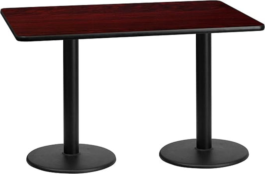 Flash Furniture 30'' x 60'' Rectangular Mahogany Laminate Table Top with 18'' Round Table Height Bases