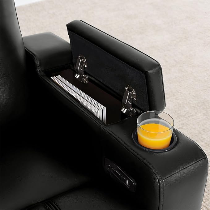 MCombo 65" Zero Gravity Oversized Power Reclining Loveseat with Adjustable Headrest for Living Room, Double Recliner Sofa with USB & Type C Port, Armrest Storage & LED Light HTS401SET