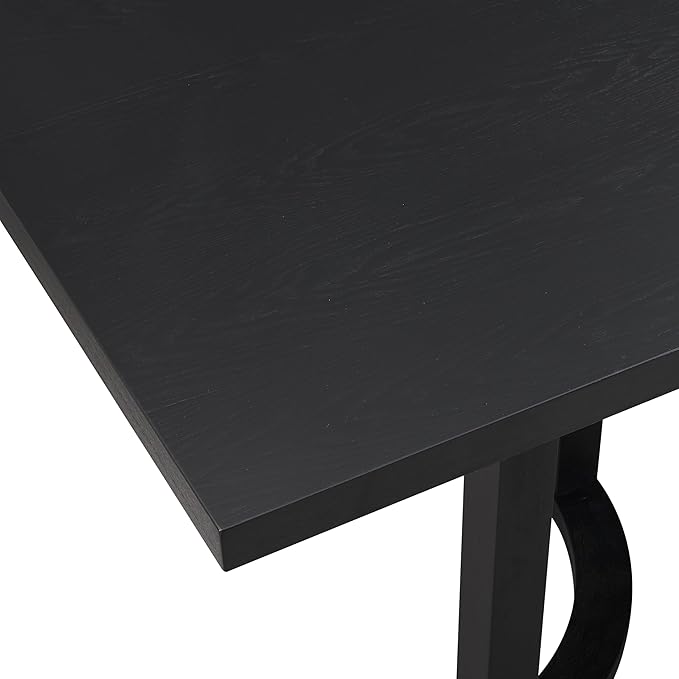 Christopher Knight Home Evat 95 Inch Dining Table for 6-8 People, Modern Kitchen Table with U-Shaped Legs, Large Wooden Rectangular Farmhouse Dinner Furniture for Dining Room, Home Office, Black