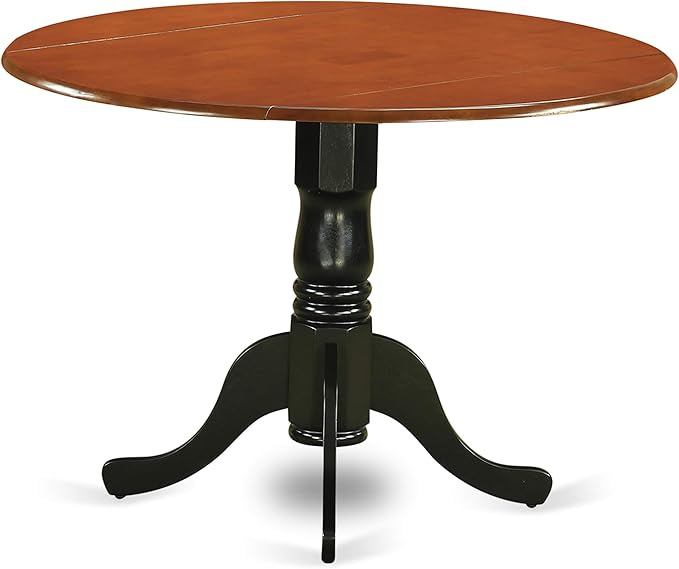 East West Furniture DLKE3-BCH-W 3 Piece Dining Set Contains a Round Dining Table with Dropleaf and 2 Kitchen Chairs, 42x42 Inch, Black & Cherry