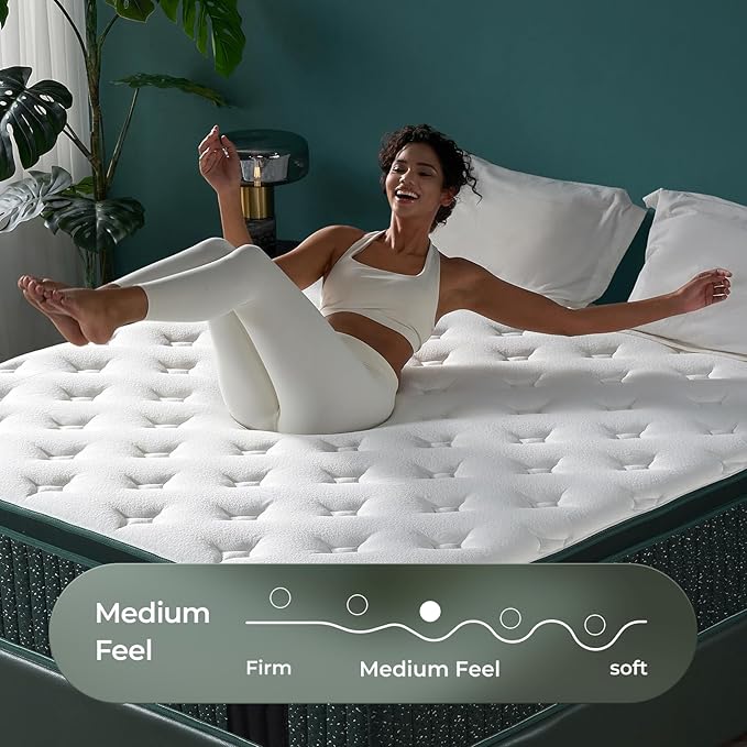 14 Inch Queen Hybrid Mattress – Medium Firm, Cooling Gel Memory Foam & Zoned Pocket Coils – Supportive Comfort, Motion Isolation & Pressure Relief