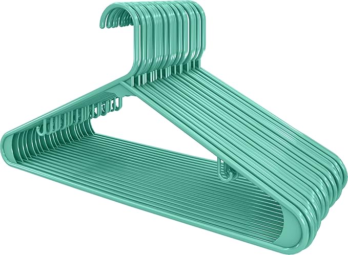 Utopia Home Plastic Hangers 30 Pack - Clothes Hanger with Hooks - Durable & Space Saving (Aqua)