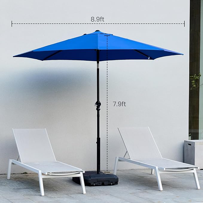OLIXIS 9FT Patio Table Umbrella with Tilt and Crank Button & 8 Sturdy Ribs Waterproof, 9 Feet Outdoor Patio Umbrella Sun Shade for Pool, Terrace, Beach and Restaurant