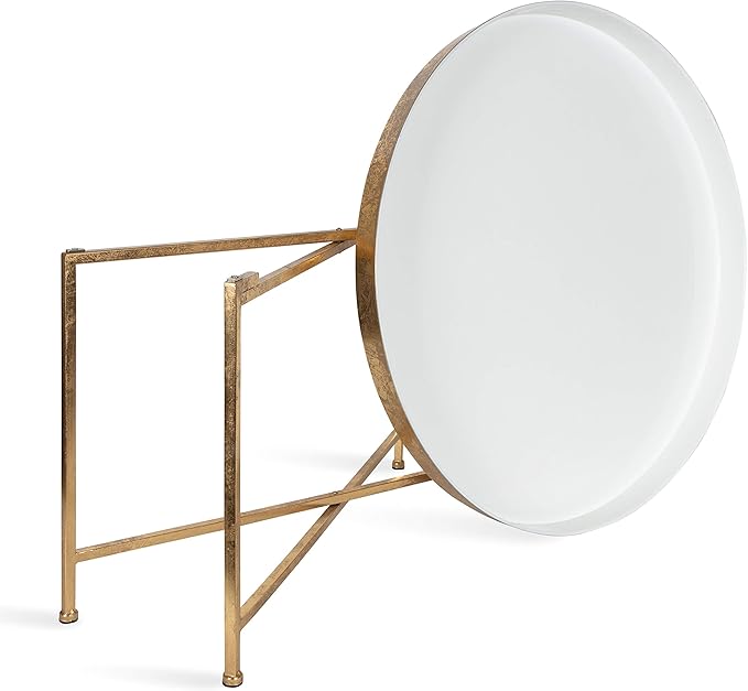 Kate and Laurel Celia Modern Glam Round Metal Coffee Table, 28.25" x 28.25" x 19", White and Gold Leaf, Chic Sophisticated Accent Table