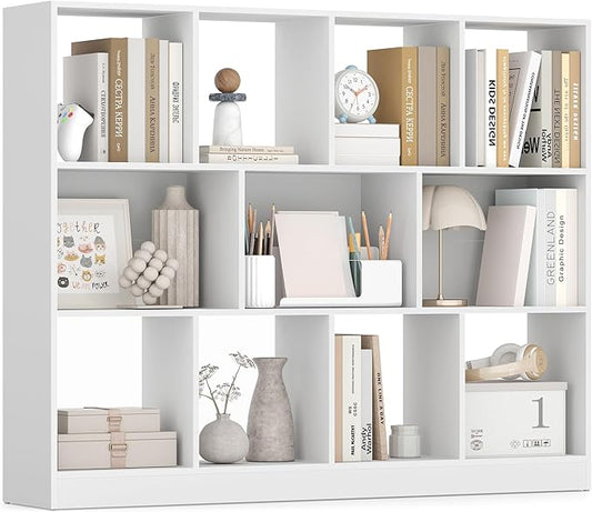 VASAGLE Custos Collection - Bookshelf, 3-Tier Bookcase, Book Shelf, Open Storage Shelf, 9.4 x 49.6 x 39.4 Inches, for Living Room, Home Office, Dining Room, Cloud White ULBC454W01