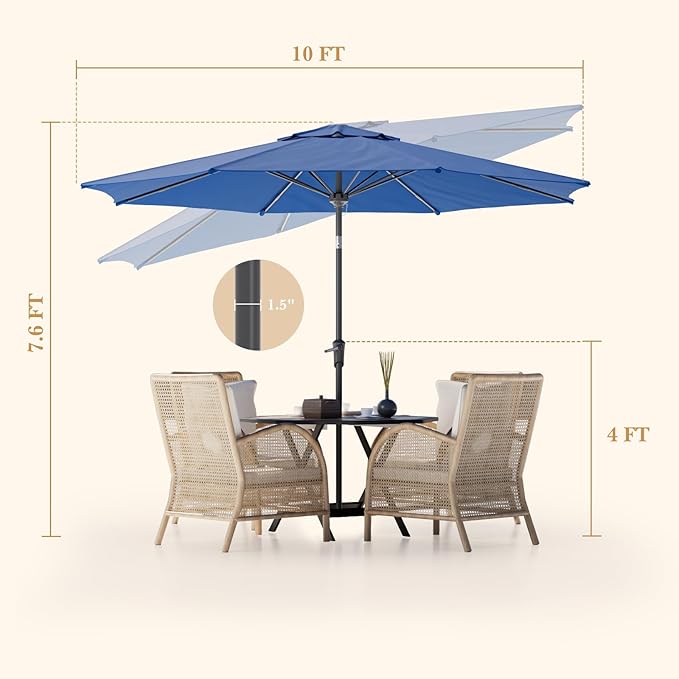 Sannwsg Outdoor Patio Umbrella,Table Umbrella with Push Button Tilt and Crank,Market Umbrella with 8 Sturdy Ribs,Yard Umbrella