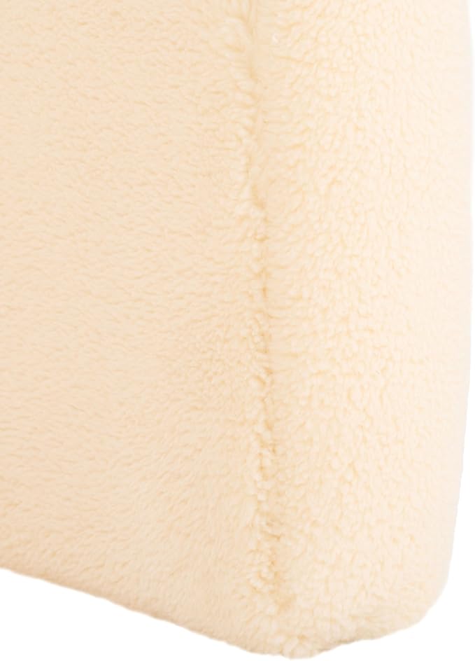 SAFAVIEH Home Collection Kibo Cream Faux Shearling Waterfall Curved Ottoman (Fully Assembled)