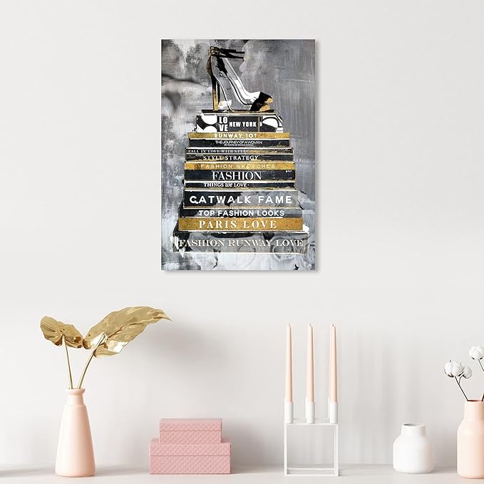 The Oliver Gal Artist Co. Fashion and Glam Wall Art Canvas Prints 'Fashion Thoughts Noir Classic' Shoes