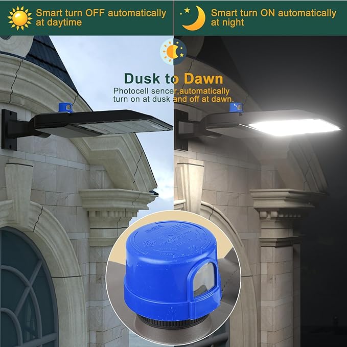 600W LED Parking Lot Lights 90000Lm(150LM/W) Arm Mount Pole Lights with Photocell Dusk to Dawn, 5000K 6KV SPD Outdoor Waterproof Street Light ETL Listed 7 Yrs Warranty- 2Pack