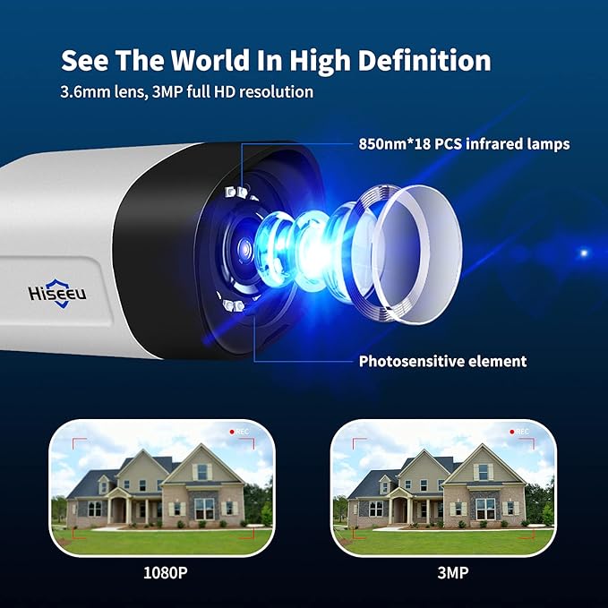Hiseeu 5MP Wireless Pro Security Camera Wireless Outdoor, Home Security, Spotlight Color Night Vision, 2.4Ghz & 5Ghz Wi-fi, SD Card and Cloud Storage Supported, Compatible with Alexa